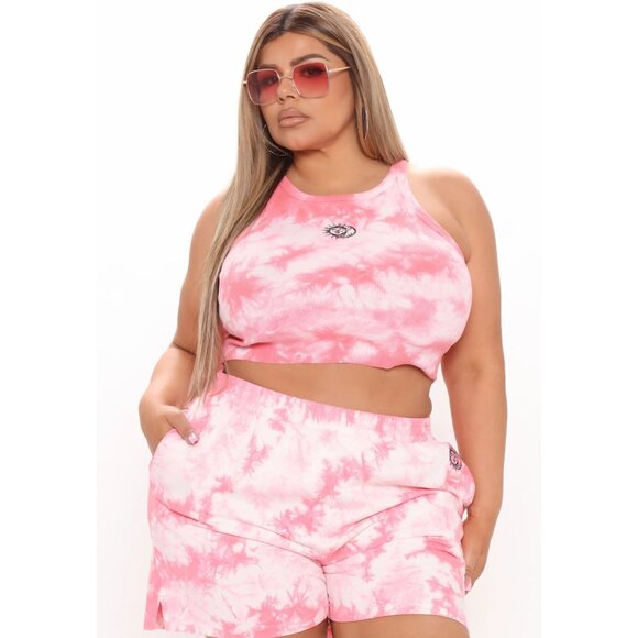 NWT Fashion Nova Sun & Moon Romance Pink Tie‑Dye Sleeveless Crop Top – S‑2X - Picture 2 of 6